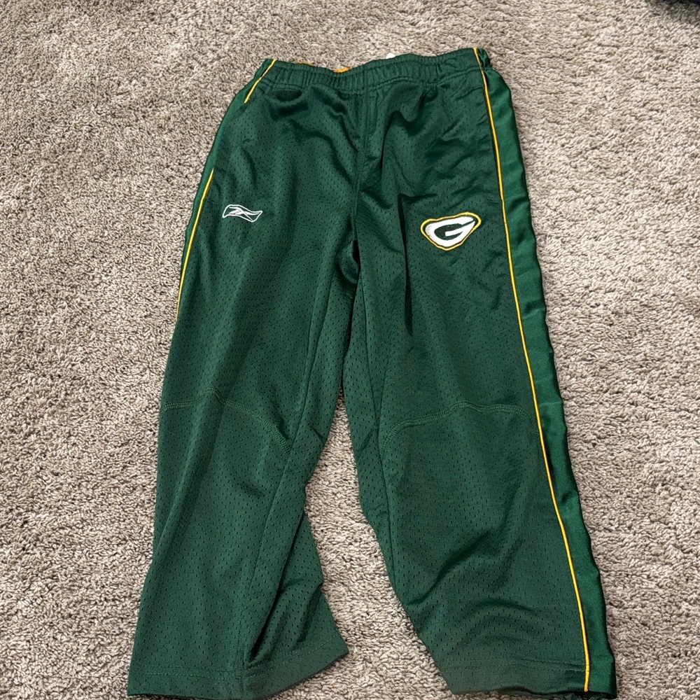 Green Bay  packers Kids Athletic Pants with Yellow Trim - Reebok